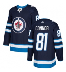 Men's Adidas Winnipeg Jets #81 Kyle Connor Premier Navy Blue Home NHL Jersey