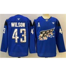 Men's Washington Capitals #43 Tom Wilson Blue Cherry Blossom With A Stitched Hockey Jersey