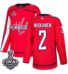 Men's Adidas Washington Capitals #2 Matt Niskanen Authentic Red Home 2018 Stanley Cup Final NHL Jersey