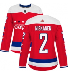 Women's Adidas Washington Capitals #2 Matt Niskanen Authentic Red Alternate NHL Jersey