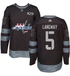 Men's Adidas Washington Capitals #5 Rod Langway Premier Black 1917-2017 100th Anniversary NHL Jersey