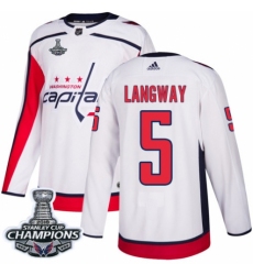 Youth Adidas Washington Capitals #5 Rod Langway Authentic White Away 2018 Stanley Cup Final Champions NHL Jersey