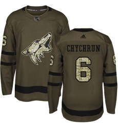Men's Adidas Arizona Coyotes #6 Jakob Chychrun Authentic Green Salute to Service NHL Jersey