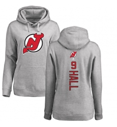 NHL Women's Adidas New Jersey Devils #9 Taylor Hall Ash Backer Pullover Hoodie
