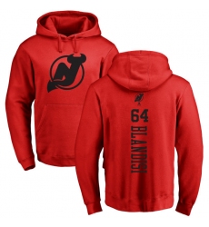 NHL Adidas New Jersey Devils #64 Joseph Blandisi Red One Color Backer Pullover Hoodie