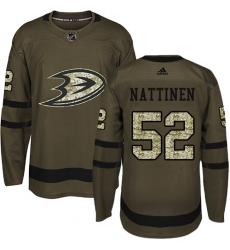 Men's Adidas Anaheim Ducks #52 Julius Nattinen Authentic Green Salute to Service NHL Jersey