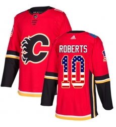 Men's Adidas Calgary Flames #10 Gary Roberts Authentic Red USA Flag Fashion NHL Jersey