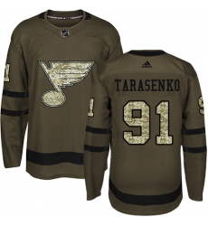 Youth Adidas St. Louis Blues #91 Vladimir Tarasenko Premier Green Salute to Service NHL Jersey