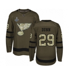 Men's St. Louis Blues #29 Vince Dunn Authentic Green Salute to Service 2019 Stanley Cup Champions Hockey Jersey