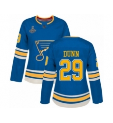 Women's St. Louis Blues #29 Vince Dunn Authentic Navy Blue Alternate 2019 Stanley Cup Champions Hockey Jersey