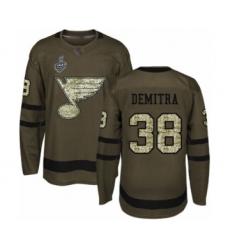 Men's St. Louis Blues #38 Pavol Demitra Authentic Green Salute to Service 2019 Stanley Cup Final Bound Hockey Jersey