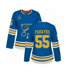 Women's St. Louis Blues #55 Colton Parayko Authentic Navy Blue Alternate 2019 Stanley Cup Champions Hockey Jersey