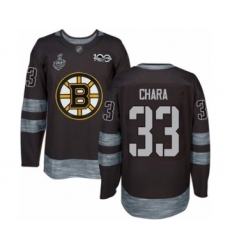 Men's Boston Bruins #33 Zdeno Chara Authentic Black 1917-2017 100th Anniversary 2019 Stanley Cup Final Bound Hockey Jersey