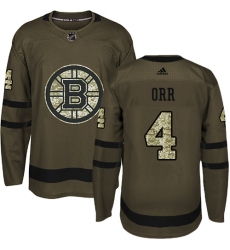 Youth Adidas Boston Bruins #4 Bobby Orr Authentic Green Salute to Service NHL Jersey