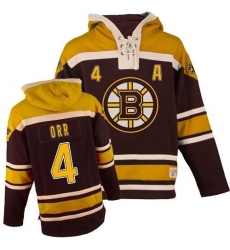 Youth Old Time Hockey Boston Bruins #4 Bobby Orr Authentic Black Sawyer Hooded Sweatshirt NHL Jersey