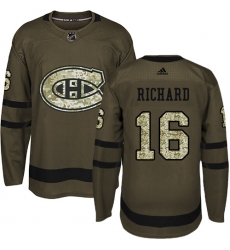 Youth Adidas Montreal Canadiens #16 Henri Richard Authentic Green Salute to Service NHL Jersey