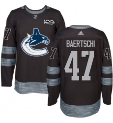 Men's Adidas Vancouver Canucks #47 Sven Baertschi Premier Black 1917-2017 100th Anniversary NHL Jersey