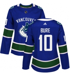Women's Adidas Vancouver Canucks #10 Pavel Bure Authentic Blue Home NHL Jersey