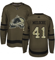 Men's Adidas Colorado Avalanche #41 Nicolas Meloche Authentic Green Salute to Service NHL Jersey