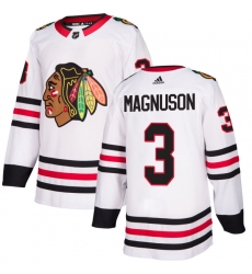Women's Adidas Chicago Blackhawks #3 Keith Magnuson Authentic White Away NHL Jersey