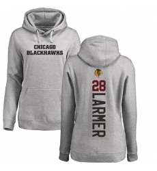 NHL Women's Adidas Chicago Blackhawks #28 Steve Larmer Ash Backer Pullover Hoodie