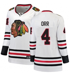 Women's Chicago Blackhawks #4 Bobby Orr Authentic White Away Fanatics Branded Breakaway NHL Jersey