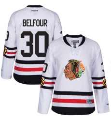 Women's Reebok Chicago Blackhawks #30 ED Belfour Authentic White 2017 Winter Classic NHL Jersey