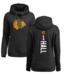 NHL Women's Adidas Chicago Blackhawks #1 Glenn Hall Black Backer Pullover Hoodie