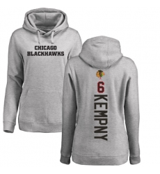 NHL Women's Adidas Chicago Blackhawks #6 Michal Kempny Ash Backer Pullover Hoodie
