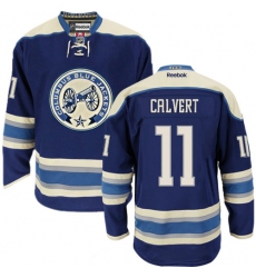 Men's Reebok Columbus Blue Jackets #11 Matt Calvert Authentic Navy Blue Third NHL Jersey