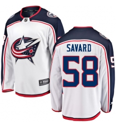 Youth Columbus Blue Jackets #58 David Savard Fanatics Branded White Away Breakaway NHL Jersey