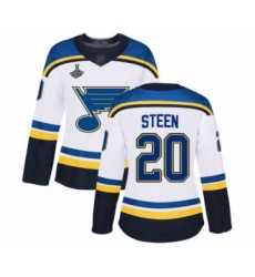 Women's St. Louis Blues #20 Alexander Steen Authentic White Away 2019 Stanley Cup Champions Hockey Jersey