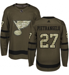 Youth Adidas St. Louis Blues #27 Alex Pietrangelo Premier Green Salute to Service NHL Jersey