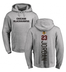 NHL Adidas Chicago Blackhawks #23 Michael Jordan Ash Backer Pullover Hoodie