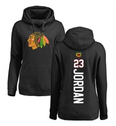 NHL Women's Adidas Chicago Blackhawks #23 Michael Jordan Black Backer Pullover Hoodie