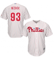 Youth Majestic Philadelphia Phillies #93 Pat Neshek Authentic White/Red Strip Home Cool Base MLB Jersey