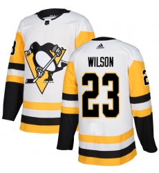Men's Adidas Pittsburgh Penguins #23 Scott Wilson Authentic White Away NHL Jersey