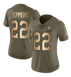 Women's Nike Cleveland Browns #22 Jabrill Peppers Limited Olive/Gold 2017 Salute to Service NFL Jersey