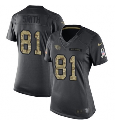 Women's Nike Tennessee Titans #81 Jonnu Smith Limited Black 2016 Salute to Service NFL Jersey