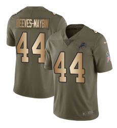 Men's Nike Detroit Lions #44 Jalen Reeves-Maybin Limited Olive/Gold Salute to Service NFL Jersey