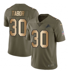 Youth Nike Detroit Lions #30 Teez Tabor Limited Olive/Gold Salute to Service NFL Jersey