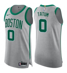 Men's Nike Boston Celtics #0 Jayson Tatum Authentic Gray NBA Jersey - City Edition
