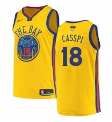 Men's Nike Golden State Warriors #18 Omri Casspi Swingman Gold 2018 NBA Finals Bound NBA Jersey - City Edition