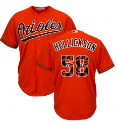 Men's Majestic Baltimore Orioles #58 Jeremy Hellickson Authentic Orange Team Logo Fashion Cool Base MLB Jersey