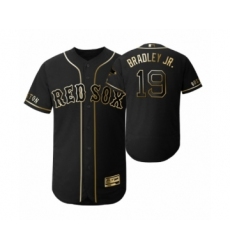 Men 2019 Golden Edition Boston Red Sox Black #19 Jackie Bradley Jr. Flex Base Jersey