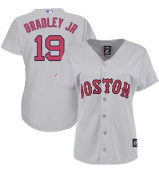 Women's Majestic Boston Red Sox #19 Jackie Bradley Jr Authentic Grey Road MLB Jersey