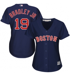 Women's Majestic Boston Red Sox #19 Jackie Bradley Jr Authentic Navy Blue Alternate Road MLB Jersey