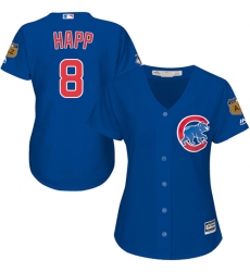 Women's Majestic Chicago Cubs #8 Ian Happ Authentic Royal Blue Alternate MLB Jersey