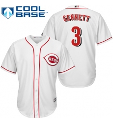 Youth Majestic Cincinnati Reds #3 Scooter Gennett Replica White Home Cool Base MLB Jersey