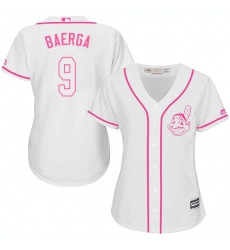 Women's Majestic Cleveland Indians #9 Carlos Baerga Authentic White Fashion Cool Base MLB Jersey